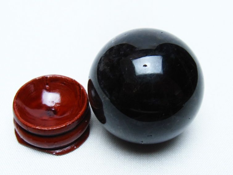 黒水晶 丸玉 35mm モリオン スフィア 置物 一点物 141-8197