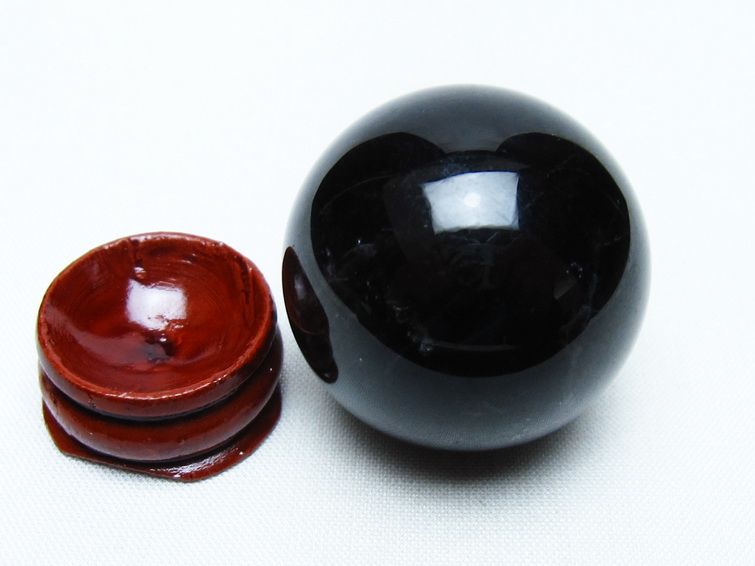 黒水晶 丸玉 35mm モリオン スフィア 置物 一点物 141-8198