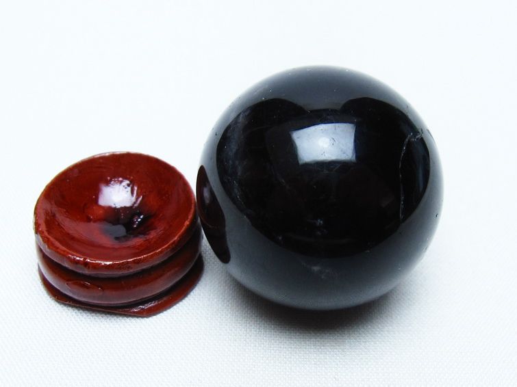 黒水晶 丸玉 35mm モリオン スフィア 置物 一点物 141-8200