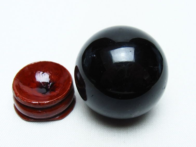 黒水晶 丸玉 35mm モリオン スフィア 置物 一点物 141-8205
