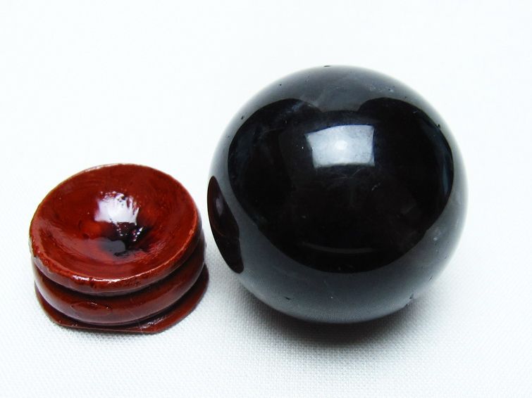 黒水晶 丸玉 35mm モリオン スフィア 置物 一点物 141-8208