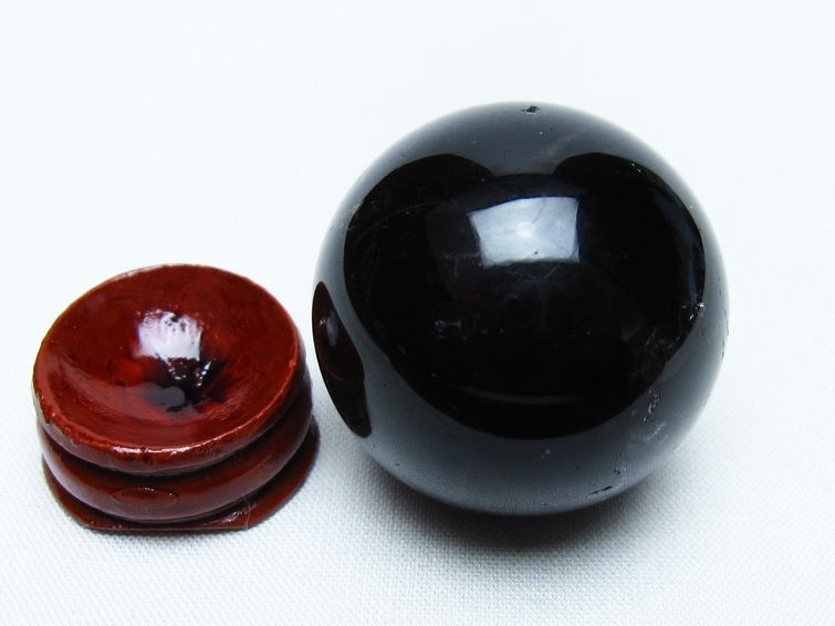 黒水晶 丸玉 35mm モリオン スフィア 置物 一点物 141-8218