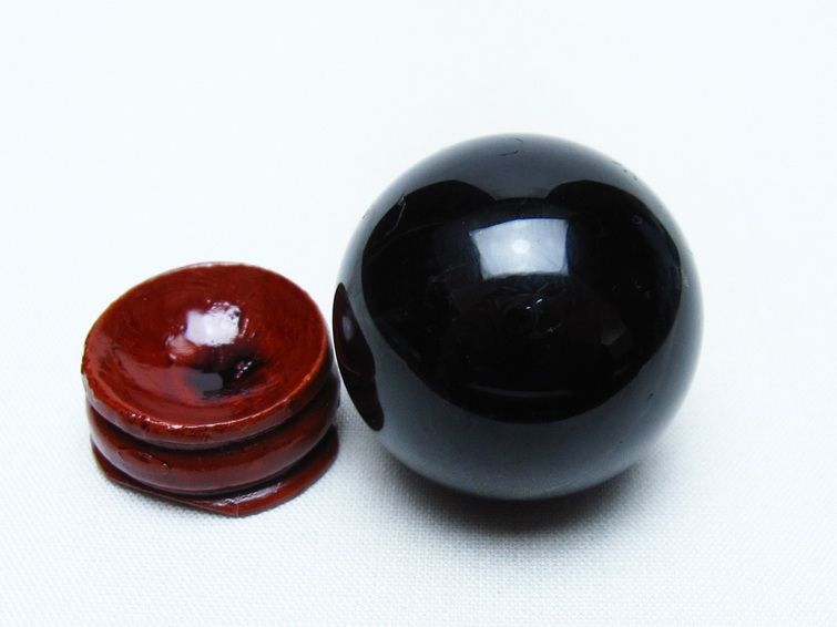 黒水晶 丸玉 34mm モリオン スフィア 置物 一点物 141-8223