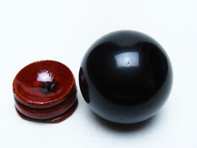 黒水晶 丸玉 34mm モリオン スフィア 置物 一点物 141-8226