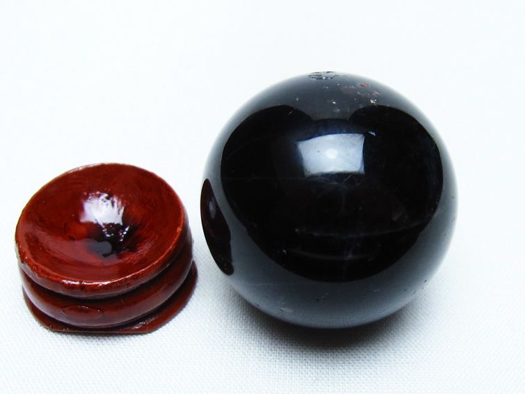 黒水晶 丸玉 34mm モリオン スフィア 置物 一点物 141-8231