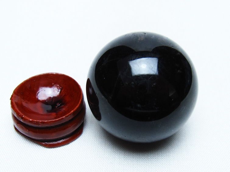 黒水晶 丸玉 35mm モリオン スフィア 置物 一点物 141-8232