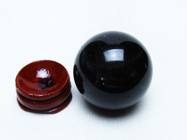 黒水晶 丸玉 34mm モリオン スフィア 置物 一点物 141-8239