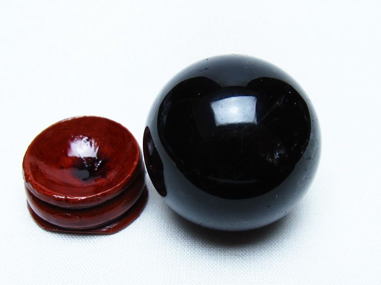 黒水晶 丸玉 34mm モリオン スフィア 置物 一点物 141-8240