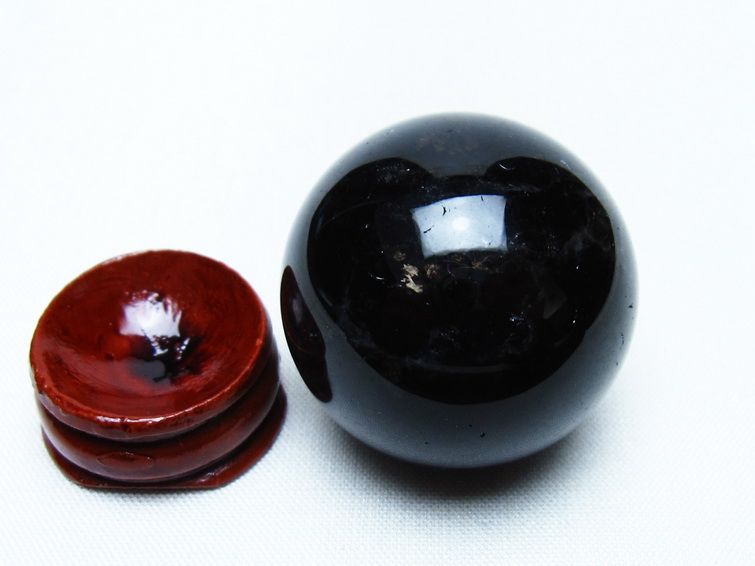 黒水晶 丸玉 34mm モリオン スフィア 置物 一点物 141-8244