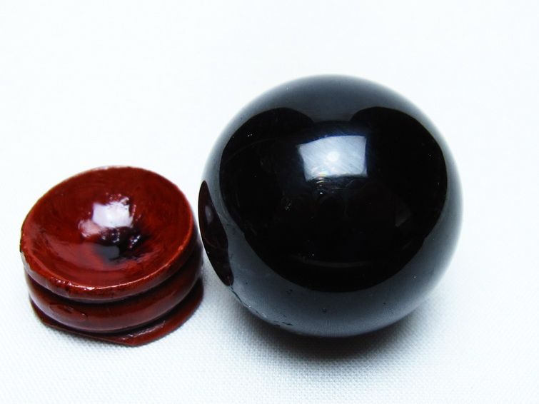 黒水晶 丸玉 34mm モリオン スフィア 置物 一点物 141-8245