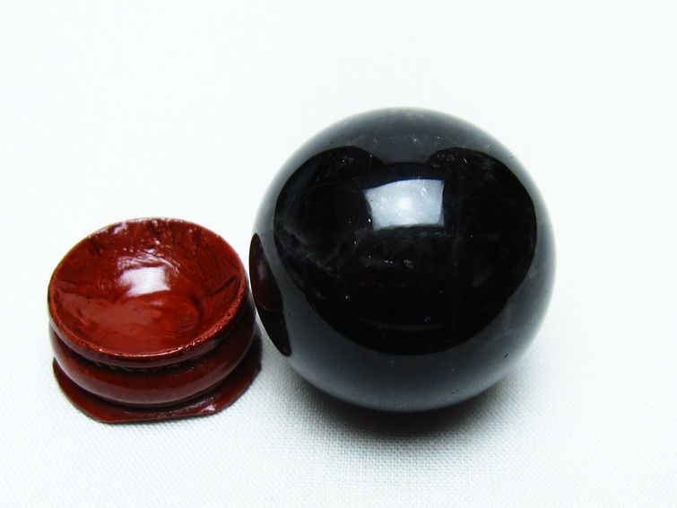 黒水晶 丸玉 34mm モリオン スフィア 置物 一点物 141-8246