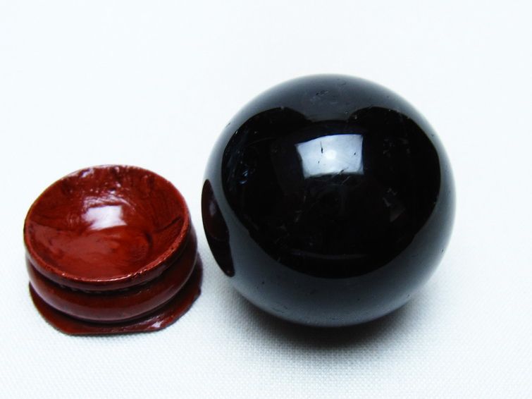 黒水晶 丸玉 34mm モリオン スフィア 置物 一点物 141-8255