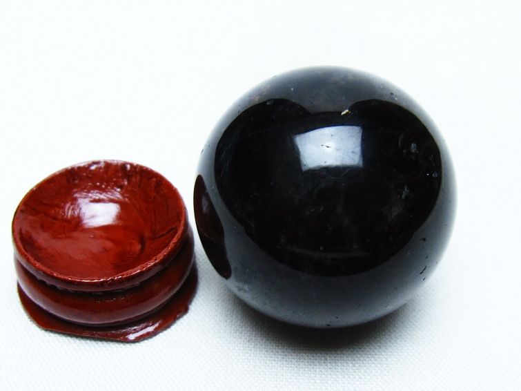 黒水晶 丸玉 33mm モリオン スフィア 置物 一点物 141-8257