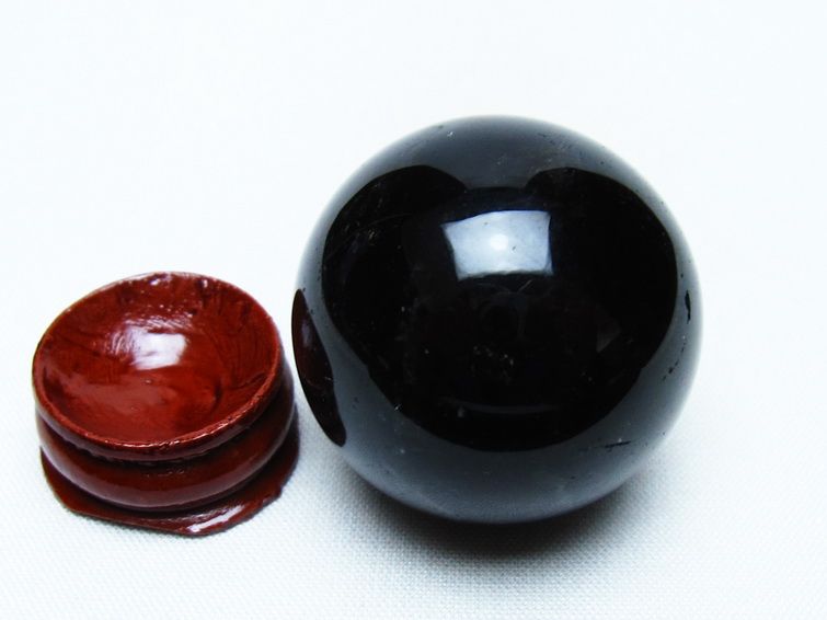 黒水晶 丸玉 36mm モリオン スフィア 置物 一点物 141-8263