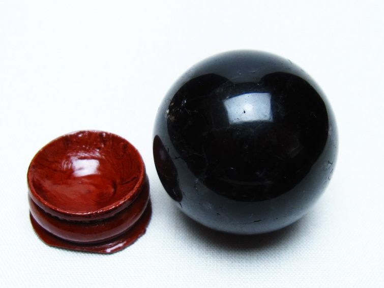 黒水晶 丸玉 36mm モリオン スフィア 置物 一点物 141-8265