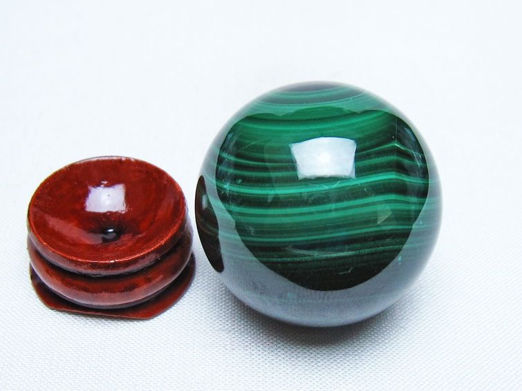 マラカイト 丸玉 34mm スフィア 置物 一点物 141-8267