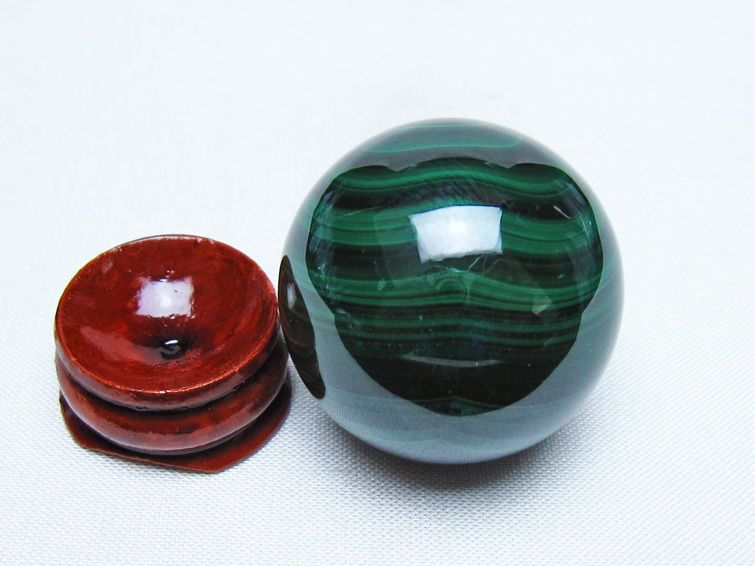 マラカイト 丸玉 34mm スフィア 置物 一点物 141-8268