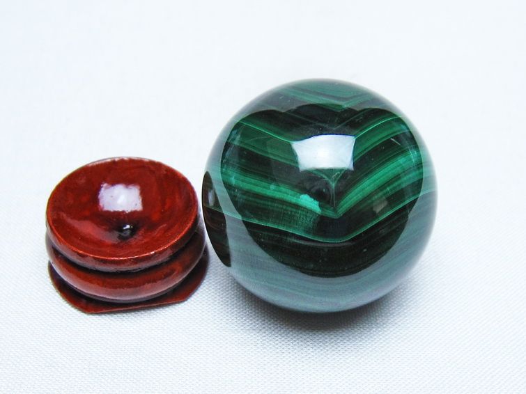 マラカイト 丸玉 34mm スフィア 置物 一点物 141-8271