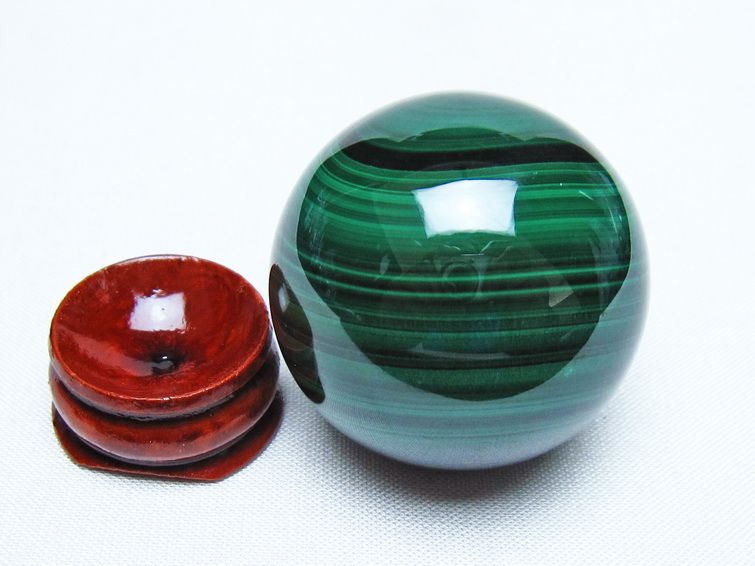 マラカイト 丸玉 38mm スフィア 置物 一点物 141-8280