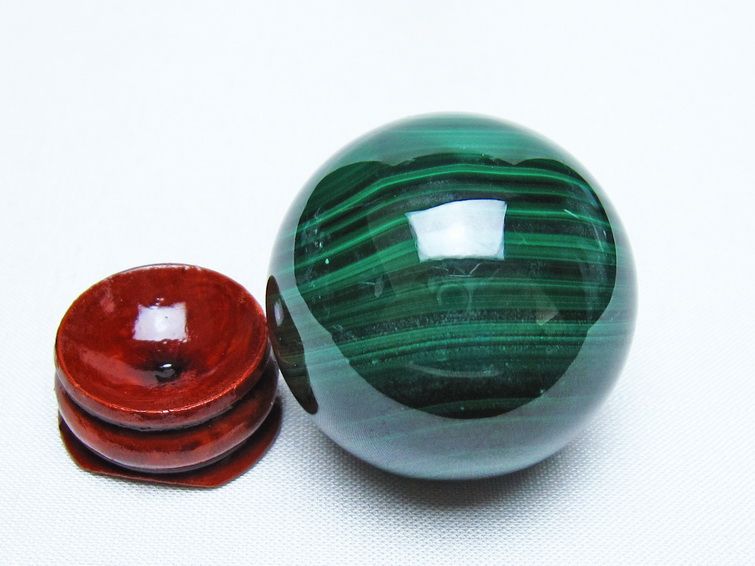 マラカイト 丸玉 38mm スフィア 置物 一点物 141-8284