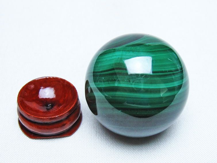 マラカイト 丸玉 38mm スフィア 置物 一点物 141-8287