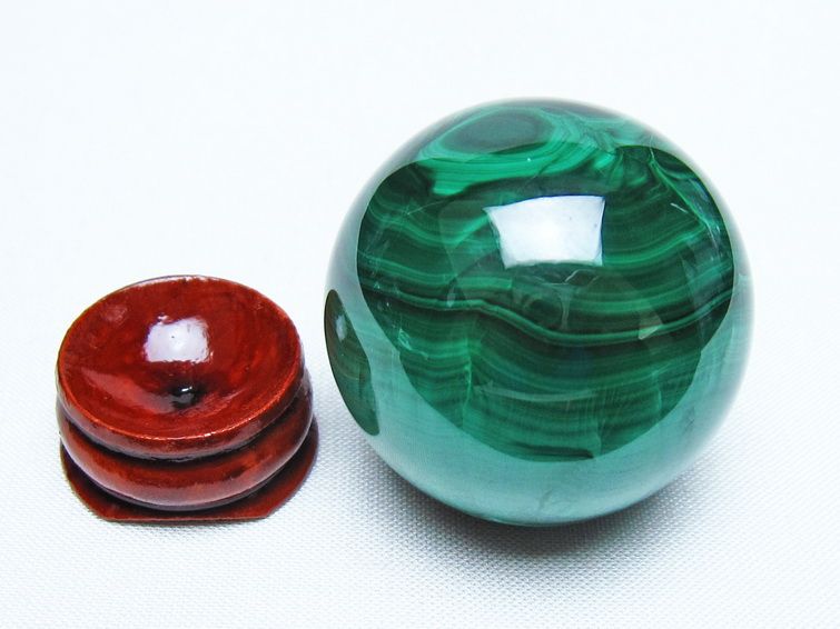 マラカイト 丸玉 38mm スフィア 置物 一点物 141-8288