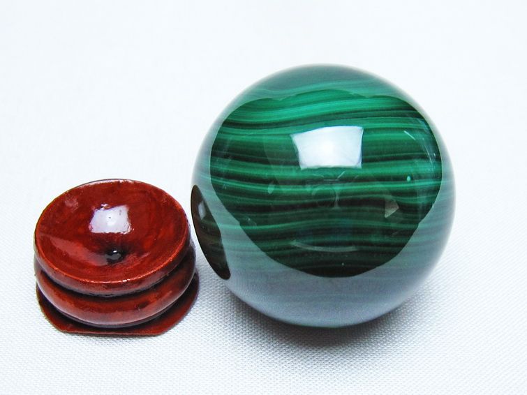 マラカイト 丸玉 38mm スフィア 置物 一点物 141-8289