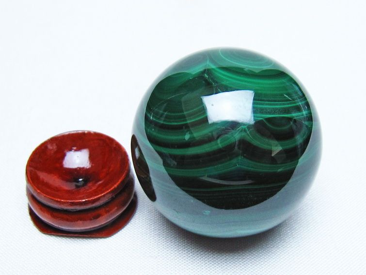 マラカイト 丸玉 40mm スフィア 置物 一点物 141-8292