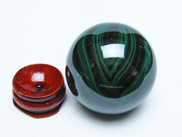 マラカイト 丸玉 40mm スフィア 置物 一点物 141-8297