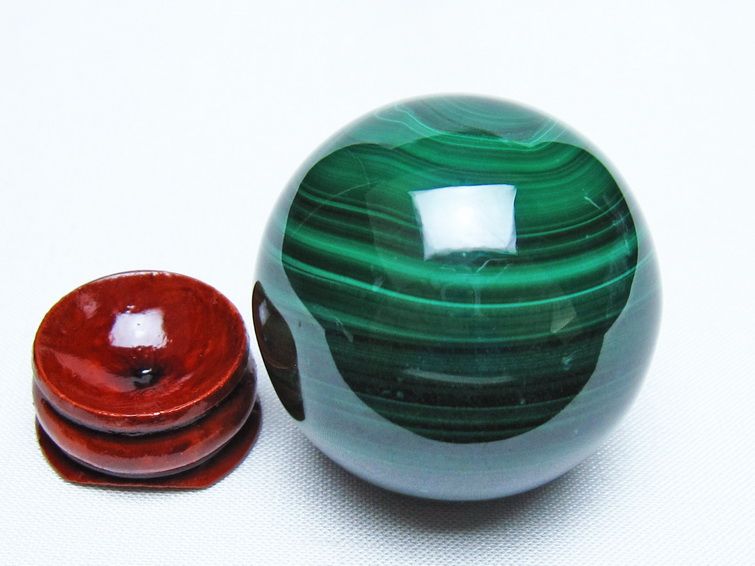 マラカイト 丸玉 41mm スフィア 置物 一点物 141-8302