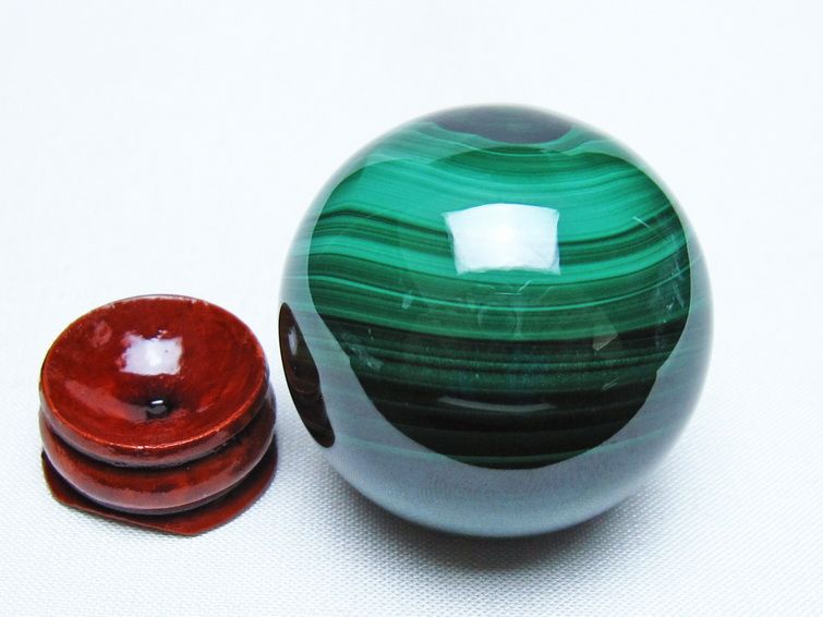 マラカイト 丸玉 42mm スフィア 置物 一点物 141-8303