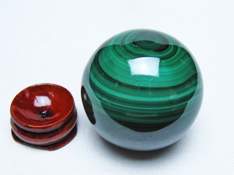 マラカイト 丸玉 42mm スフィア 置物 一点物 141-8311