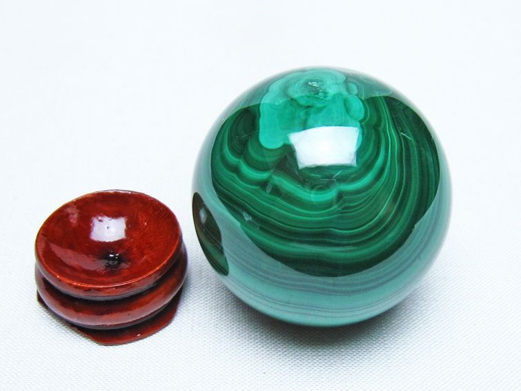 マラカイト 丸玉 40mm スフィア 置物 一点物 141-8316