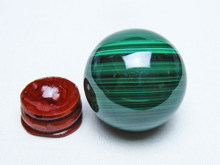 マラカイト 丸玉 40mm スフィア 置物 一点物 141-8322