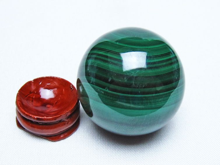 マラカイト 丸玉 40mm スフィア 置物 一点物 141-8325