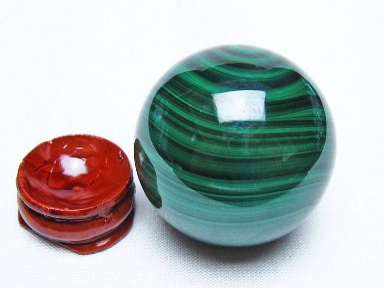 マラカイト 丸玉 40mm スフィア 置物 一点物 141-8330