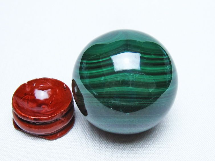 マラカイト 丸玉 40mm スフィア 置物 一点物 141-8331
