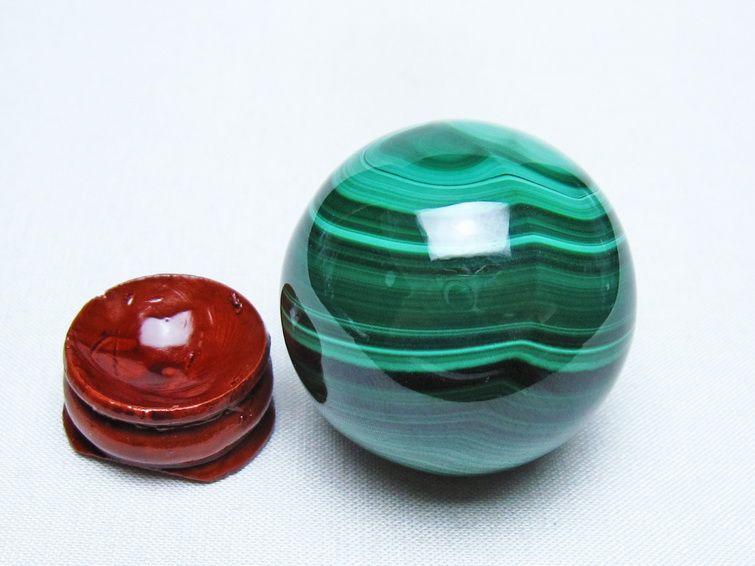 マラカイト 丸玉 40mm スフィア 置物 一点物 141-8332