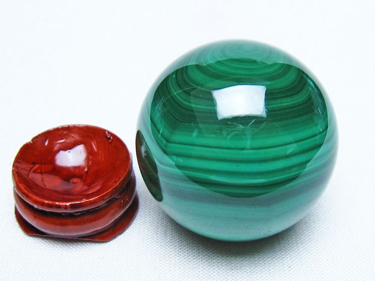 マラカイト 丸玉 38mm スフィア 置物 一点物 141-8334