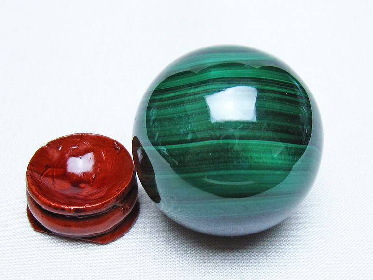 マラカイト 丸玉 40mm スフィア 置物 一点物 141-8335