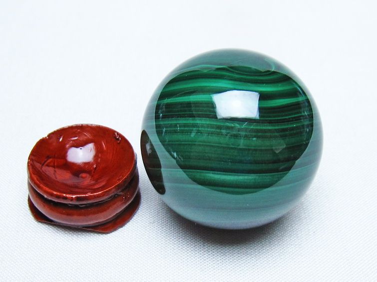 マラカイト 丸玉 38mm スフィア 置物 一点物 141-8338