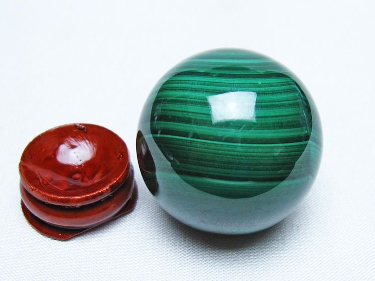 マラカイト 丸玉 38mm スフィア 置物 一点物 141-8339