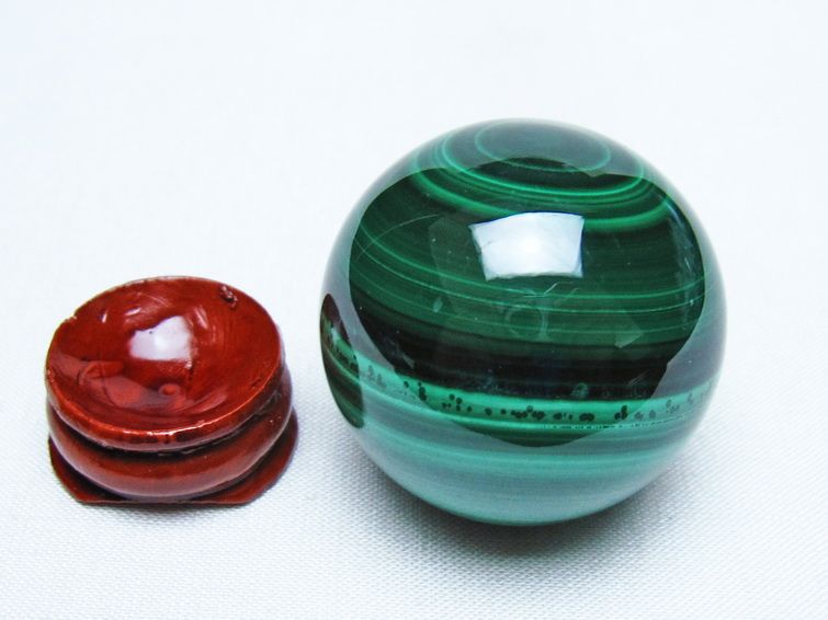マラカイト 丸玉 38mm スフィア 置物 一点物 141-8344
