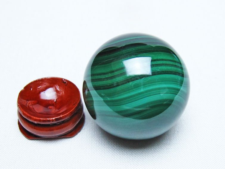マラカイト 丸玉 38mm スフィア 置物 一点物 141-8347