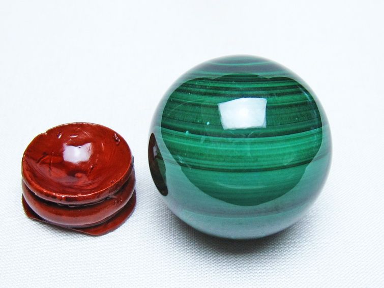 マラカイト 丸玉 38mm スフィア 置物 一点物 141-8348
