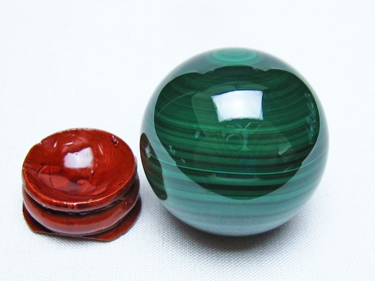 マラカイト 丸玉 38mm スフィア 置物 一点物 141-8350