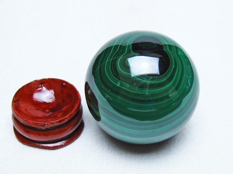 マラカイト 丸玉 38mm スフィア 置物 一点物 141-8351
