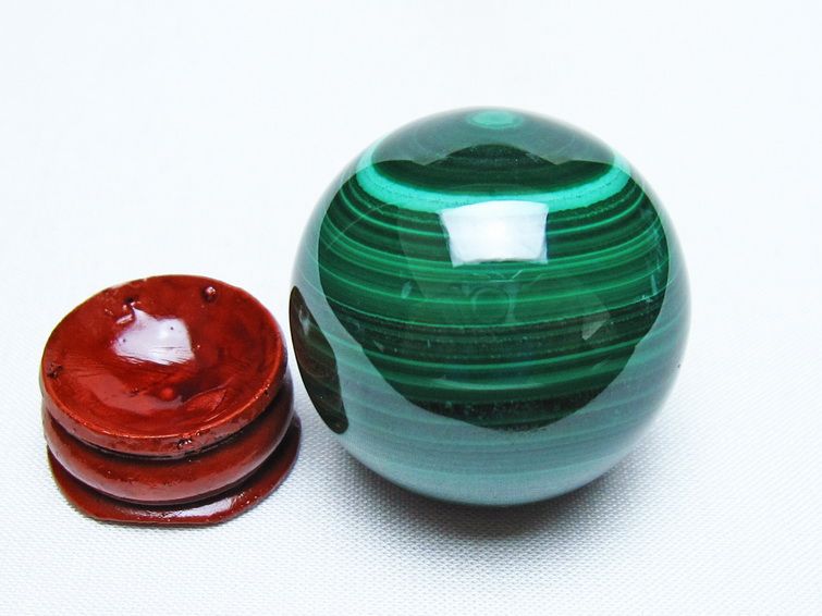 マラカイト 丸玉 37mm スフィア 置物 一点物 141-8353
