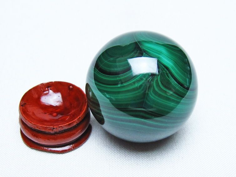 マラカイト 丸玉 37mm スフィア 置物 一点物 141-8355