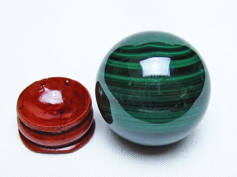 マラカイト 丸玉 36mm スフィア 置物 一点物 141-8359
